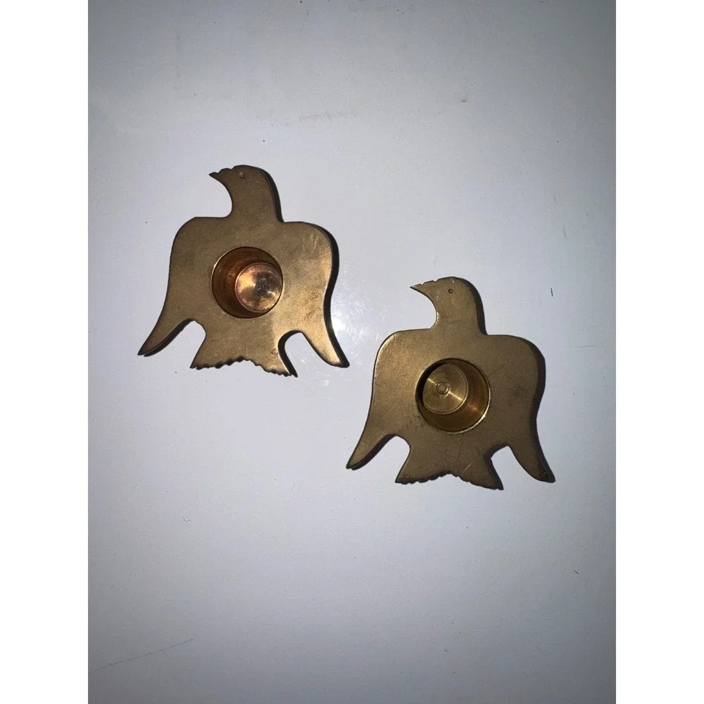 Vintage Solid Brass Bird Eagle Taper Candle Holders Set of 2 Mid Century Modern